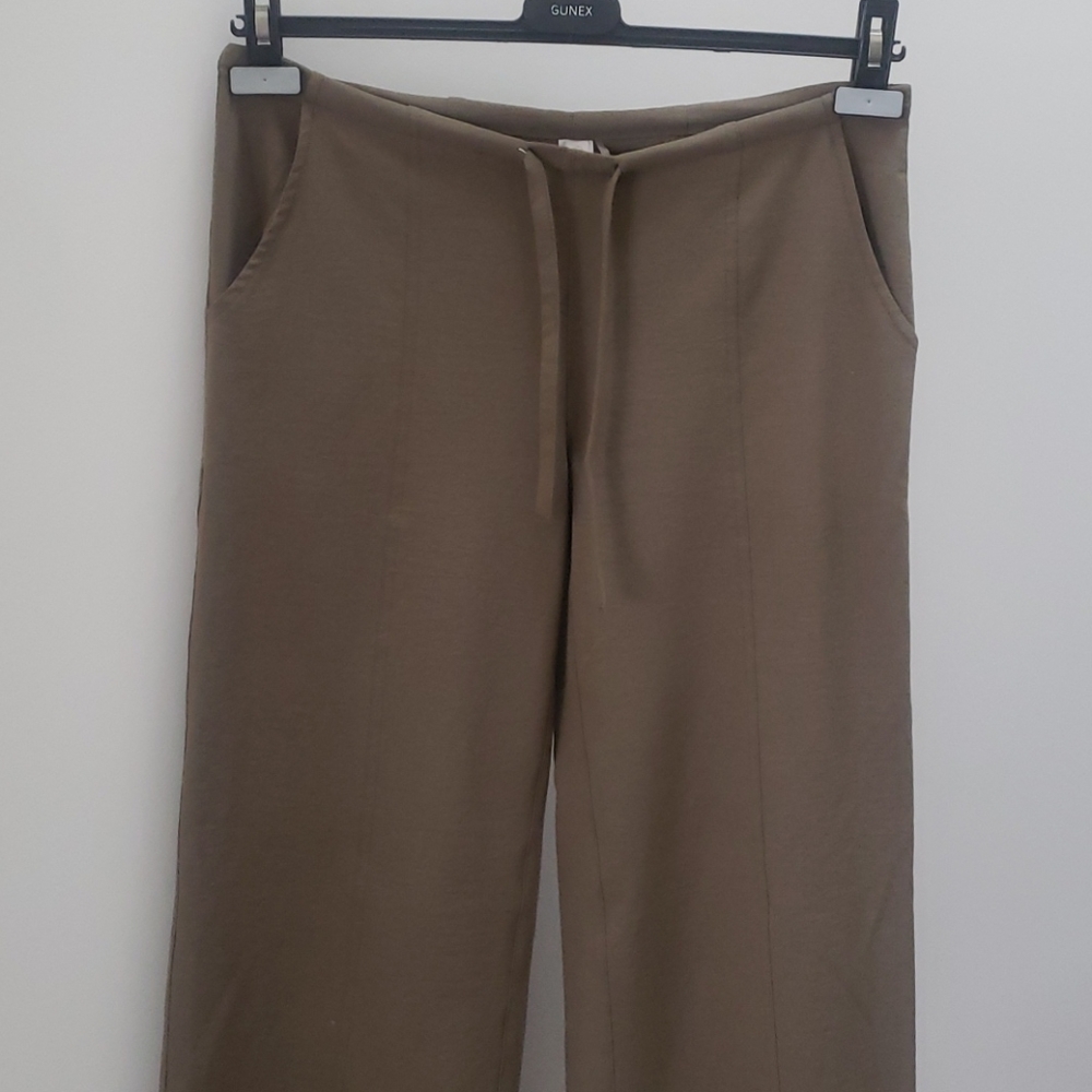 Lucy wide bottomed olive green tie pants